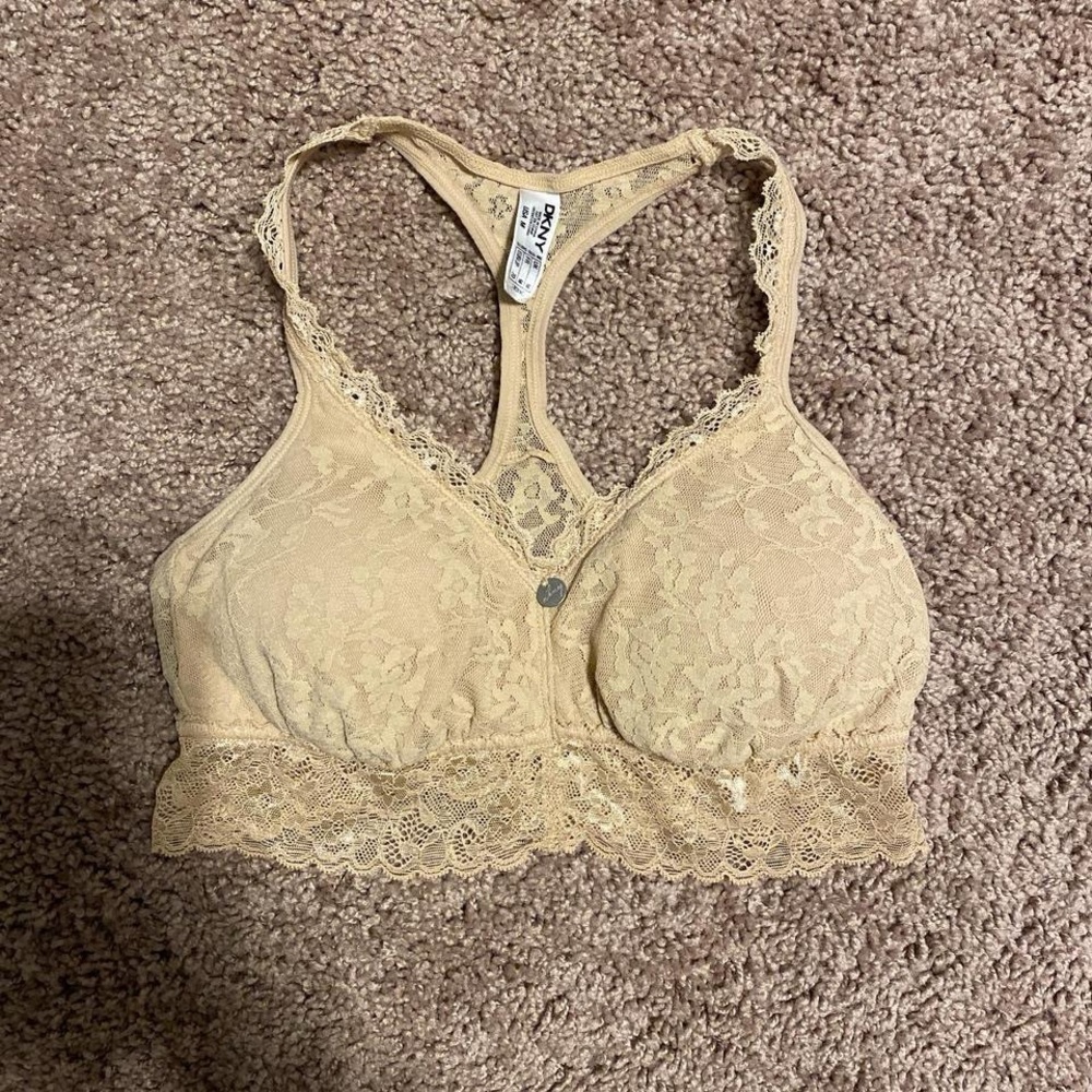 DKNY Lace Racerback Bralette - Cream